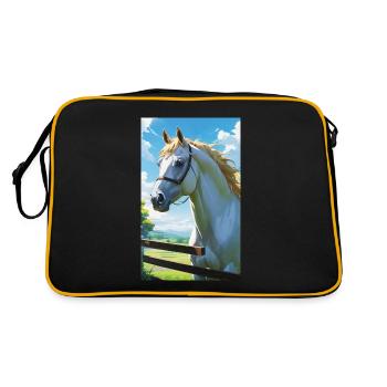 Pferd | reiten | Tier | Reittier | Bunt - Retro Tasche - Schwarz/Gold - Hinten