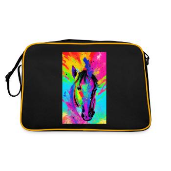 Pferd | reiten | Tier | Reittier | Bunt - Retro Tasche - Schwarz/Gold - Hinten
