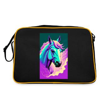 Pferd | reiten | Tier | Reittier | Bunt - Retro Tasche - Schwarz/Gold - Hinten