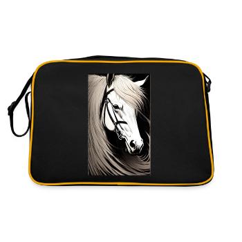 Pferd | reiten | Tier | Reittier | Bunt - Retro Tasche - Schwarz/Gold - Hinten