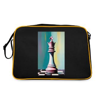 Schach | Schachfigur | Schachspieler - Retro Tasche - Schwarz/Gold - Hinten