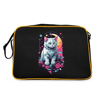 Night Cat in Goth Pastel, Aesthetic Design - Retro Bag - black/gold - Back