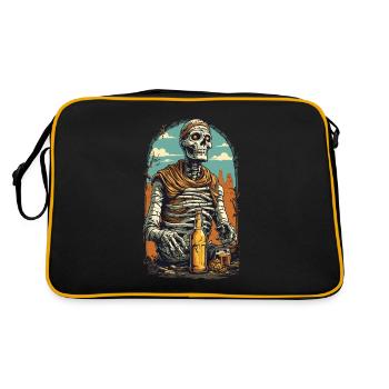 Mumie Skelett Bier Halloween Retro Design - Retro Tasche - Schwarz/Gold - Hinten