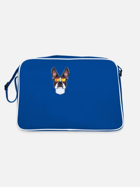 Boston Terrier I Spain Sunglasses I Spanish Flag - Retro Tasche - Blau/Weiß - Hinten