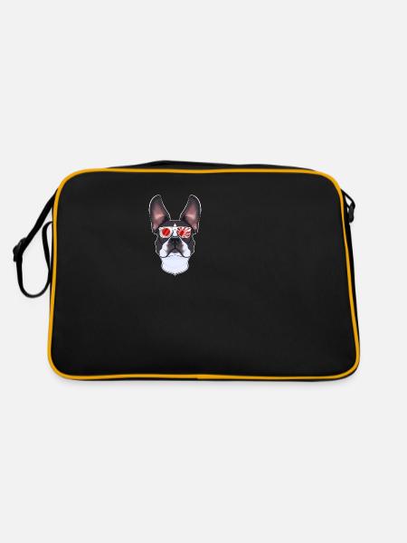 Boston Terrier Japan Sunglasses I Japanese Flag - Retro Bag - black/gold - Back