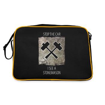 Stonemason Stone Sculptor Saying - Retro Bag - black/gold - Back