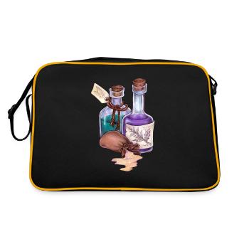 Alchemie Weisheit Tränke Esoterik Geschenk Magie - Retro Tasche - Schwarz/Gold - Hinten