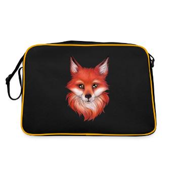 Hand gezeichneter Fuchs Frontal Tier Natur Motiv - Retro Tasche - Schwarz/Gold - Hinten