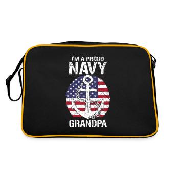 I'm A Proud Navy Grandpa US Veteran Stolzer Opa - Retro Bag - black/gold - Back
