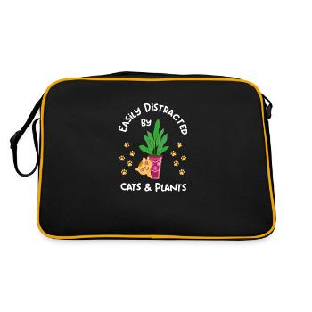 Easily Distracted by Cats and Plants Cute Kitty - Retro Bag - black/gold - Back