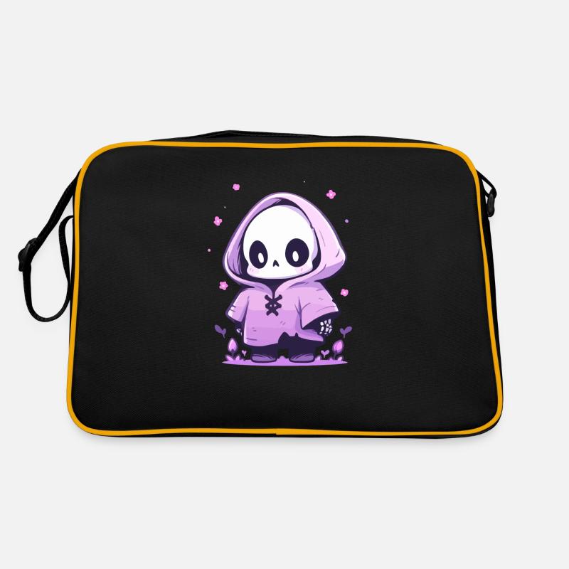 Squelette mignon d’Halloween - Design effrayant mignon - Sac Retro - noir/or