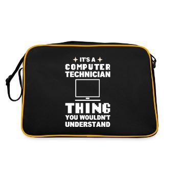Lustiger Computerfreak Computertechniker - Retro Tasche - Schwarz/Gold - Hinten