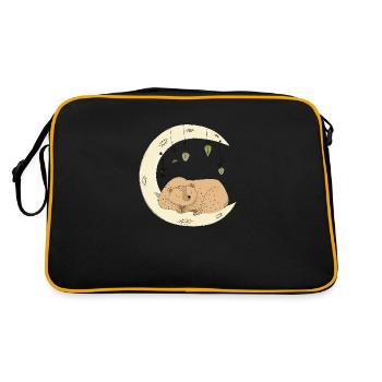Bear sleeping moon - Retro Bag - black/gold - Back