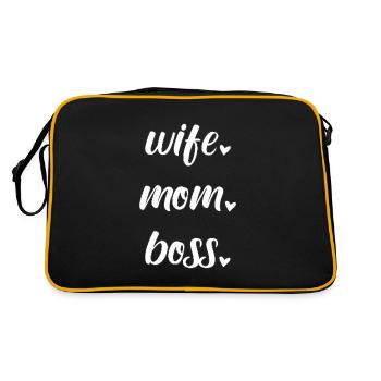 Mama Mutter Muttertag Ehefrau Boss Familie Herz - Retro Tasche - Schwarz/Gold - Hinten