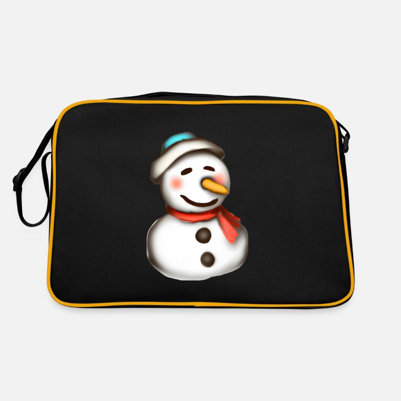 Bunter Schneemann im Lichterglanz Retro Tasche