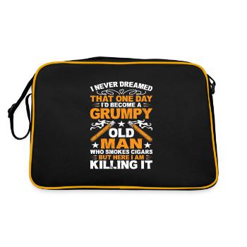 Grumpy Old Man Who Smokes Cigars Funny Cigar - Retro Tasche - Schwarz/Gold - Hinten