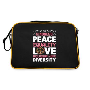 Kindness Peace Equality Love Inclusion Hope - Retro Tasche - Schwarz/Gold - Hinten