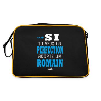 Romain Si tu veux la perfection adopte un romain - Sac Retro - noir/or - Dos