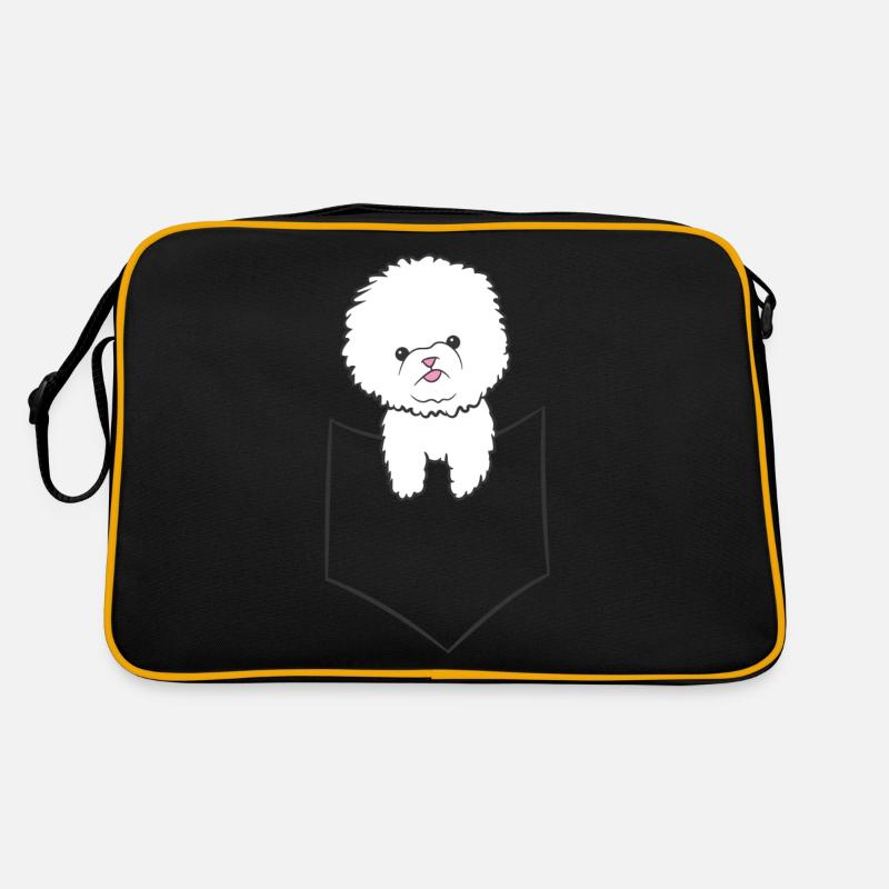Bichon Frise Chien Dans Le Sac - Sac Retro - noir/or