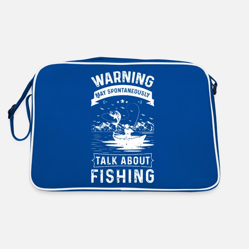Warnung kann spontan über Angeln sprechen Retro Tasche