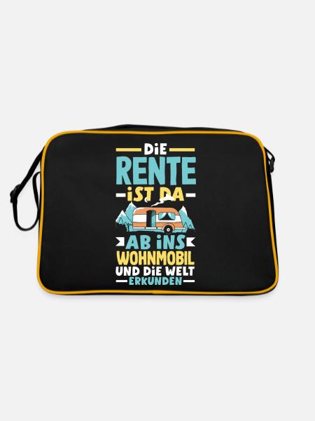 Die Rente ist da, ab ins Wohnmobil und die Welt - Retro Tasche - Schwarz/Gold - Hinten