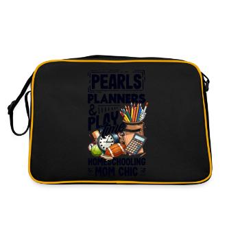 Classic Homeschool Mom Tradwife Homeschooling - Retro Bag - black/gold - Back