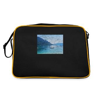 Lake with jumping pattern, patina, on alt - Retro Bag - black/gold - Back