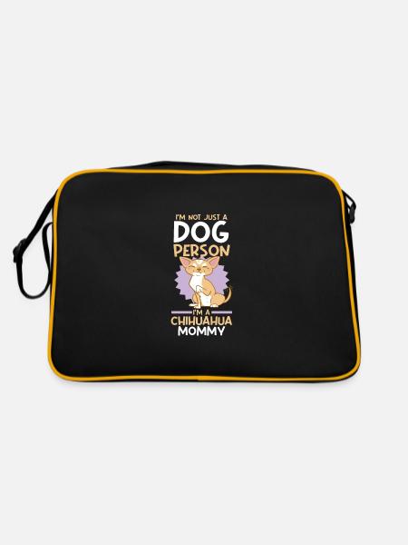 Hundemama, Ich Bin Nicht Nur Ein Hundemensch, Ich - Retro Tasche - Schwarz/Gold - Hinten