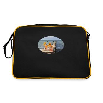 Zwei erfrischende Cocktails am Strand - Retro Tasche - Schwarz/Gold - Hinten