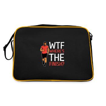 Wo ist das Finish? Humorvolle Person Gift - Retro Tasche - Schwarz/Gold - Hinten