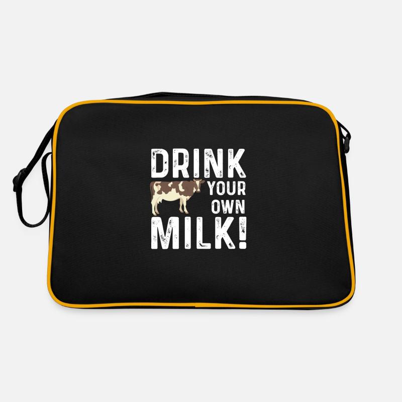 Trink deine eigene Milch Vegan Geschenk - Retro Tasche - Schwarz/Gold