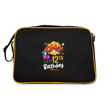 Omg it's my 12th Bday Boy 12 years old Bday - Retro Bag - black/gold - Back