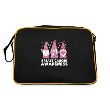 Gnomes Brustkrebsbewusstsein Friedensliebhaber geg - Retro Tasche - Schwarz/Gold - Hinten