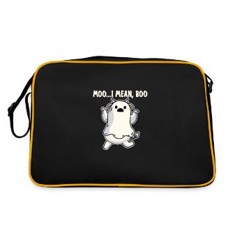 Ghost Cow Moo Ich meine Boo lustiges Zitat Kürbis - Retro Tasche - Schwarz/Gold - Hinten