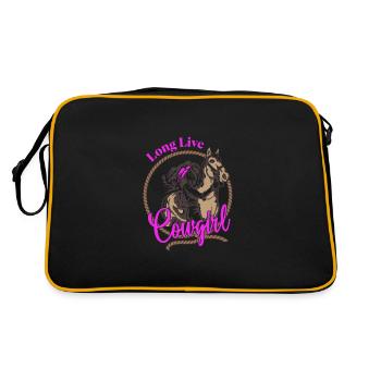 Lustige Quote Pferdbesitzer Mädchen Kuhmädchen Vin - Retro Tasche - Schwarz/Gold - Hinten