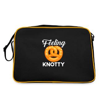 Feel Knotty Soft Pretzel Love Pretzels Foodie Foo - Retro Bag - black/gold - Back