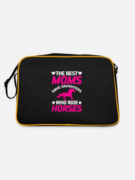 Die besten Mütter haben Töchter, die Pferde reiten - Retro Tasche - Schwarz/Gold - Hinten
