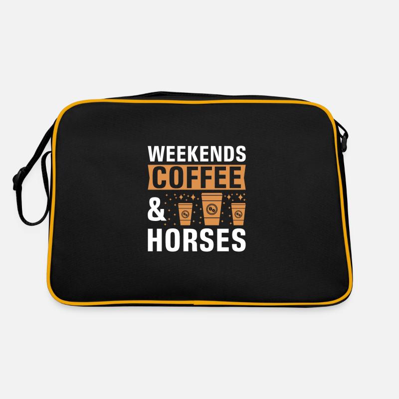 Wochenenden Kaffee und Pferde Retro Tasche