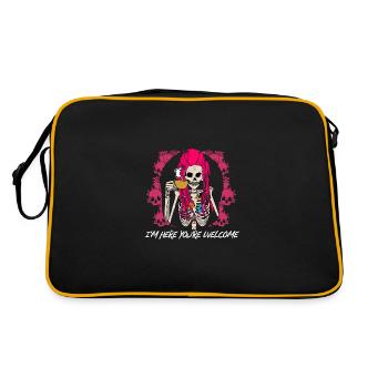 I'm here, welcome you funny sarcastic hu - Retro Bag - black/gold - Back