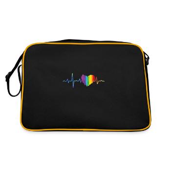 Pride heartbeat gay rainbow heart - Sac Retro - noir/or - Dos