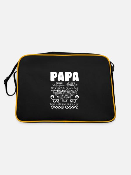 Papa, danke dass du immer für mich da bist Papa Va - Retro Tasche - Schwarz/Gold - Hinten