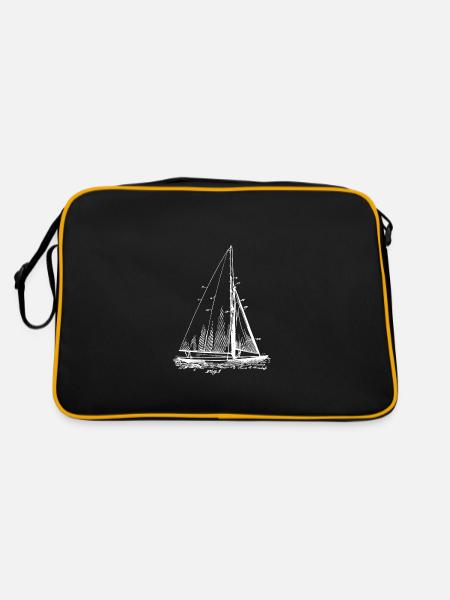 Sailor Sailing Sailboat Skipper Catamaran Segelsch - Retro Bag - black/gold - Back