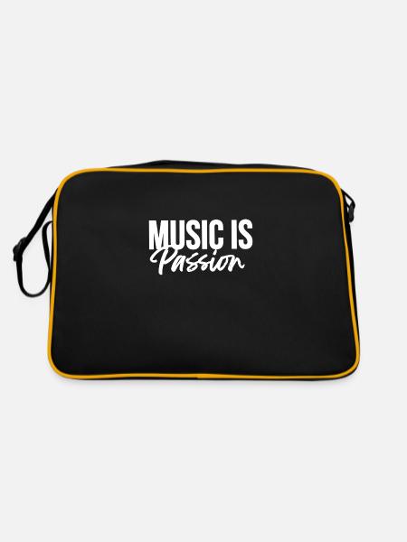 Music is passion - Retro Tasche - Schwarz/Gold - Hinten