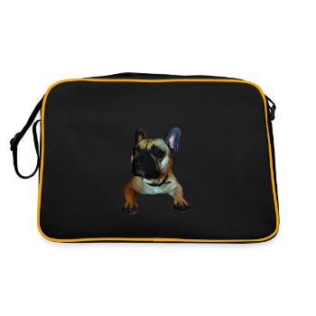 Français Bulldog, Frenchie, Bully, Cadeau - Sac Retro - noir/or - Dos