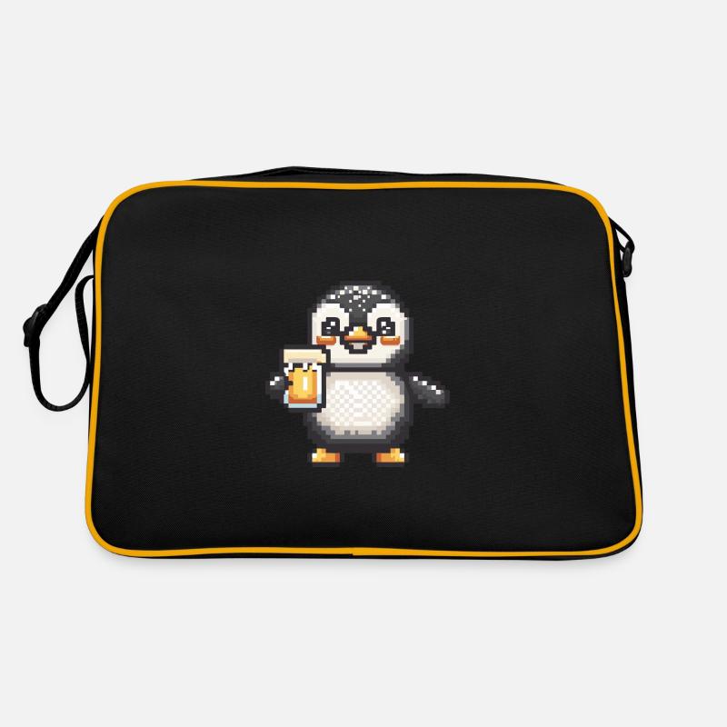 Pinguin Bier Pixel Retro Tasche