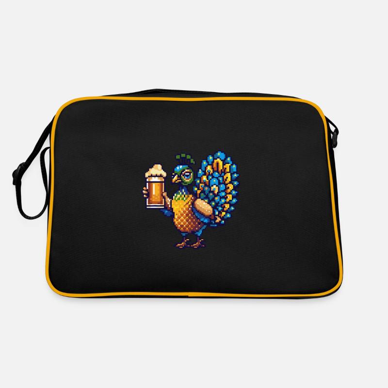 Peacock Bird Beer Pixel Retro Bag
