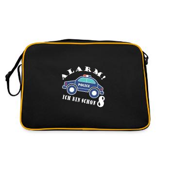 Alarm ich bin schon 8 Polizei - Retro Tasche - Schwarz/Gold - Hinten