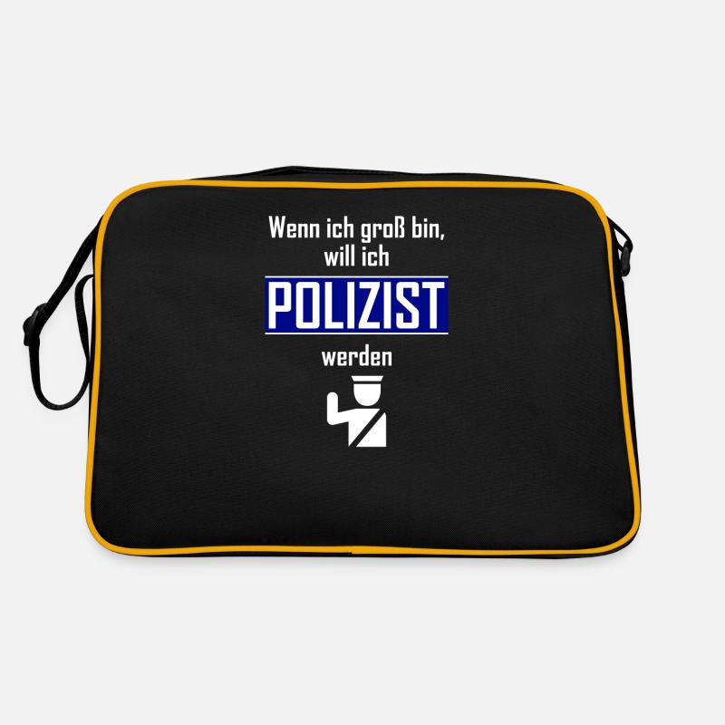 Wenn ich groß bin, will ich POLIZIST werden - Retro Tasche - Schwarz/Gold