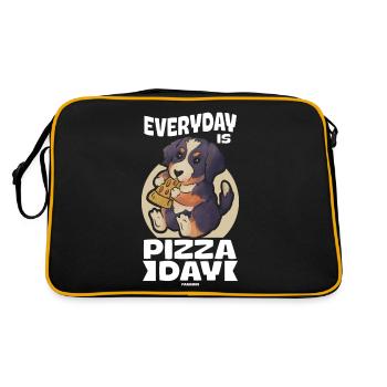 Everyday Is Pizza Day Hund Welpe Haustier - Retro Tasche - Schwarz/Gold - Hinten