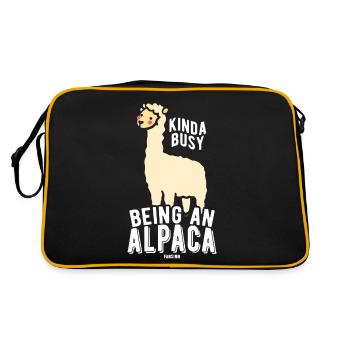 Kinda Busy Being An Alpaca - Retro Tasche - Schwarz/Gold - Hinten
